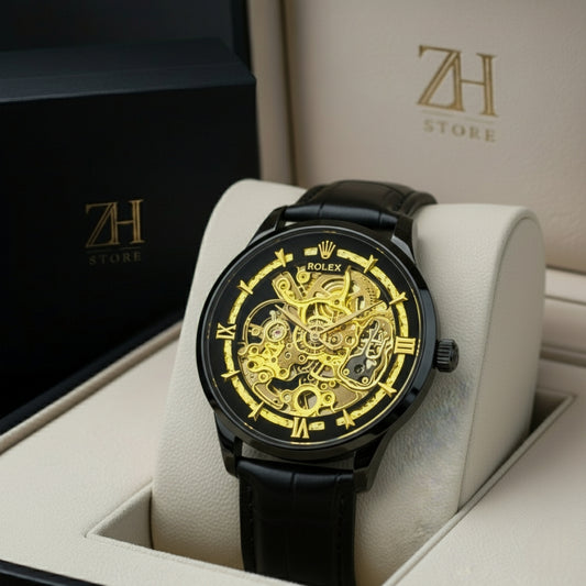 Rollie Automatic Leather Watch