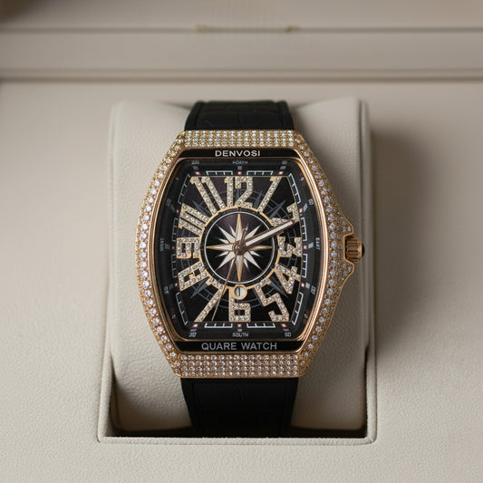 Vanguard Black Rose Gold Iced Frank Muller Watch