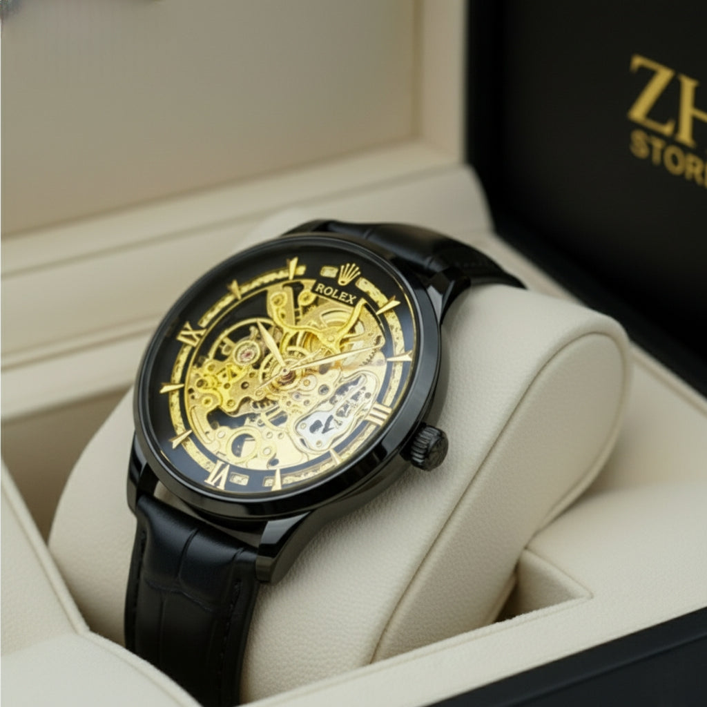 Rollie Automatic Leather Watch